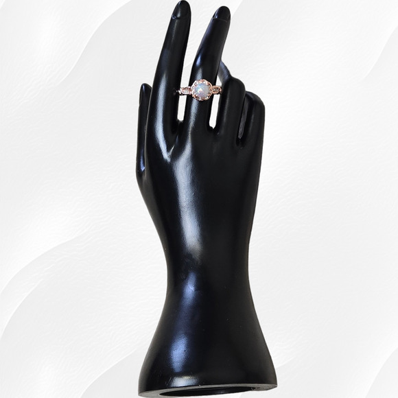 Opal Rose Golden Round Stone Twisted Band Cubic Zirconia Fashion Ring Size 8 - Picture 8 of 8